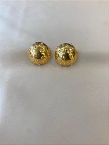 Brinco Redondo Dourado G c/ Bolinhas