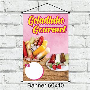 Banner em lona  bastão e cordinha