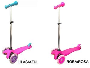 Patinete 3 Rodas Led Infantil Até 30kilos Menina Bbr2953