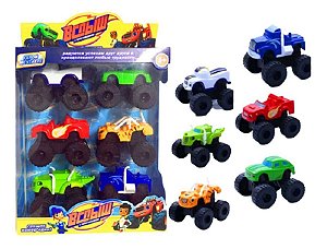 Kit Com 6 Carrinho Blaze Monster Machine Racer Fricçao