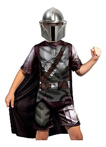 Fantasia Star Wars Com Capa E Máscara Infantil Madalorian M