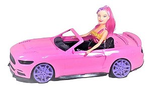 Carrinho Conversivel  Rosa Com Boneca Compativel C/ Barbie