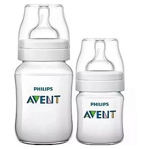 Kit 2 un Mamadeiras Avent Anticólica Clássica 125ml/260ml