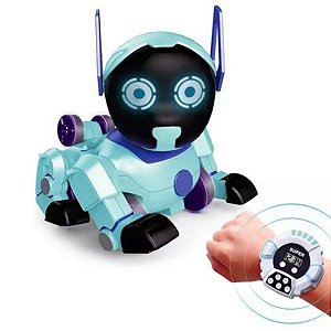 cachorrinho robô de brinquedo relógio controle remoto - azul