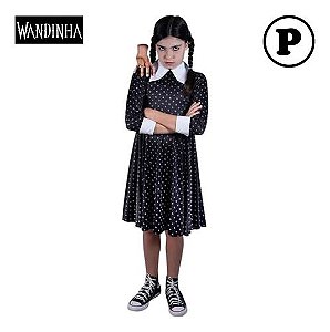 Fantasia Infantil Wandinha Vestido Halloween Carnaval Tam P