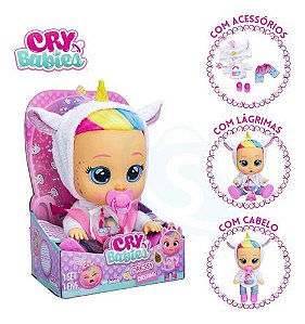 Boneca Cry Babies Dreamy Unicórnio Com Cabelo Chora Verdade