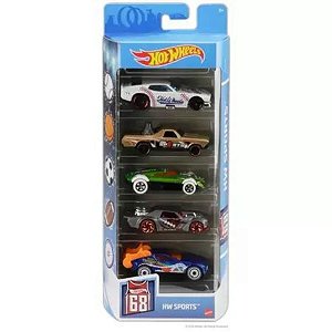 Hot Wheels Cartela 5 Carrinhos Coleção Hw Sports