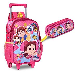 Kit Mochila Rodinha Carrinho Maria Clara Jp Com Estojo Rosa