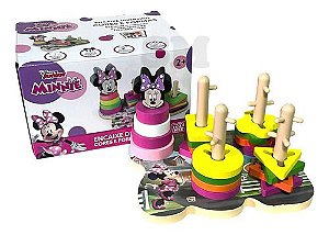 Encaixe Divertido Formas E Cores Minnie 22 Pçs Mdf Didático