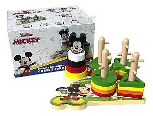 Encaixe Divertido Formas E Cores Mickey Mdf Didático Autismo