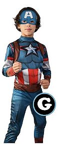 Macacão Longo Marvel Capitão América Fantasia Avengers Tam G