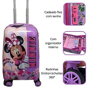 Mala Com Rodinhas Infantil Viagem Rigida Minnie Disney