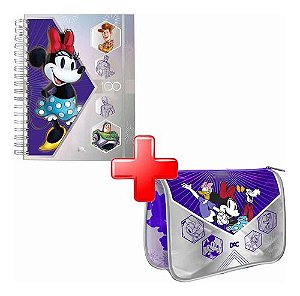 Mini Caderno Smart + Estojo Necessaire Disney 100 Anos Dac