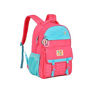 Mochila Luluca Costas Lulike Juvenil Meninas Escolar Rosa