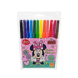 Caneta Hidrocor - Canetinha Minnie Mouse 12 Cores Molin