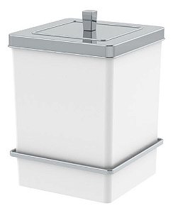 Lixeira Quadrada 6,5l Com Suporte Ventosa Cor Branco/cromado