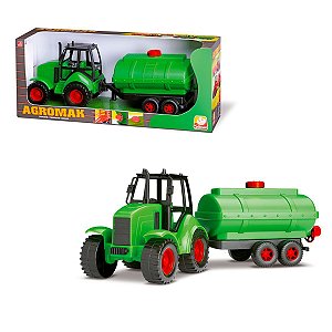 Trator De Brinquedo Verde Agromak C/ Tanque Para Água