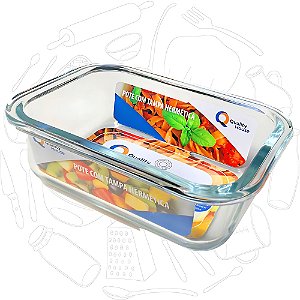 Pote Vidro Retangular Hermético 370ml - Quality House