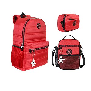 Kit Mochila + Lancheira +estojo Multi Mickey Vermelho Xeryus