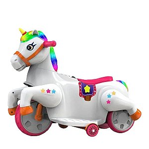 Unicórnio Branco Elétrico Infantil 6v Com Mp3 - Shiny Toys