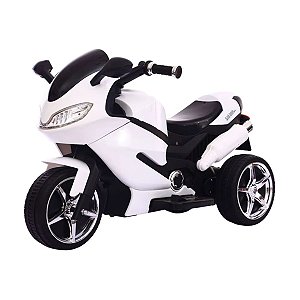 Mini Moto Elétrica Infantil Branca 6v Com 3 Rodas Shiny Toys
