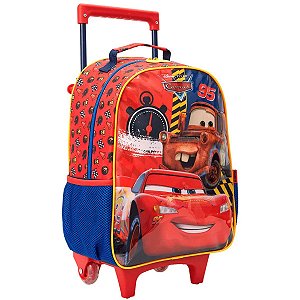Mochila De Rodinhas 14' Carros Vermelha Meninos - Xeryus