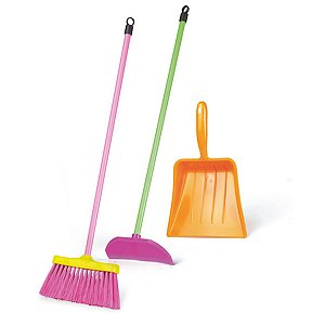 Brinquedo Kit Limpeza Infantil Vassourinha Rodinha E Pázinha