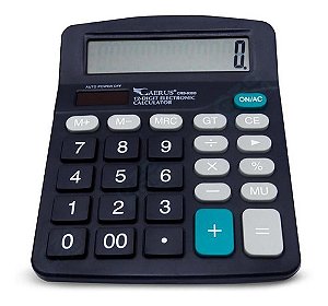 Calculadora De Mesa Grande Eletrônica Preta Escritório C/12 Digitos