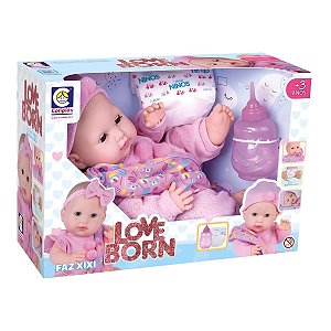 Boneca Love Born Com Naninha E Touca Faz Xixi - Cotiplás