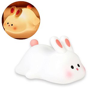 Luminária Abajur Coelho Silicone Infantil Touch Luz De Toque