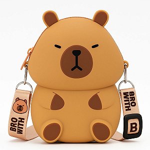Mini Bolsa Capivara Em Silicone Porta Treco Celular Infantil