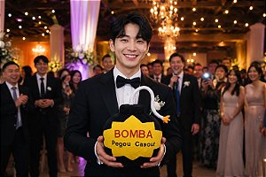Bomba do Noivo Pegou Casou em Feltro Artesanal para Casamento