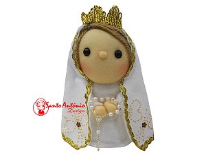 Boneca Nossa Senhora de Fátima de Pano Artesanal Colecionável para Decoração