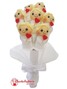 Buquê de Mini Cupido em Feltro Para Casamento Noiva Artesanal Com 7