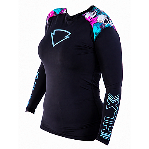 Blusa Segunda Pele Feminina Caveira Flores