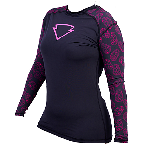 Blusa Segunda Pele Feminina Caveiras Estrelas Pink