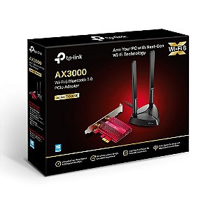 Placa Adapadora Wireless PCI-E AX3000 WiFi6 Bluetooth 5.0 Archer TX3000E c/ extensor antenas