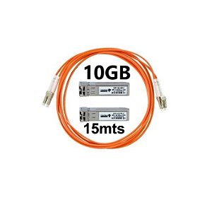 Kit Cabo Conexão Direta 10g SFP+ Dac Par Gbic Multimodo Lc 15mts