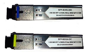 Kit Módulo Gbic Sfp Bi-direcional 20km Sc Fibra Sm 1550/1310 1FO