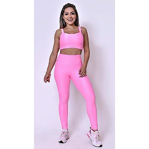 Calça legging microcanelada Pink - KRISTALINA