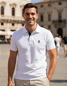 Camisa Branca Bordada Polo Surikate Masculina Promoção