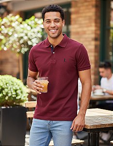 Camisa Vinho Bordada Polo Surikate Masculina Promoção