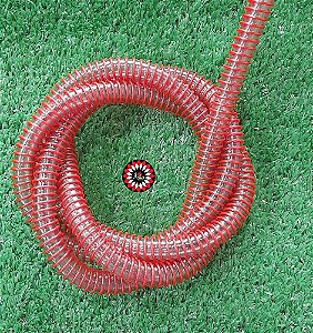 MANGUEIRA PLASTICA HELIX TRANSPARENTE VERMELHO