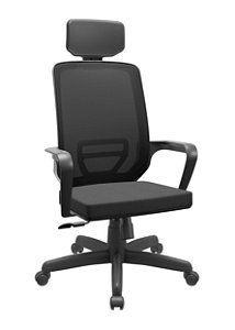 Cadeira para escritório presidente giratória assento poliéster com encosto em tela Riq Soft
