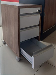 Gaveteiro volante 3 gavetas com fechadura - carv mun / cinza platina  - pronta entrega