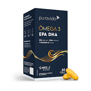 Omega 3 EPA 660mg DHA 440mg Vitamina E 10mg - 60 Capsulas Sofgel - Pura Vida