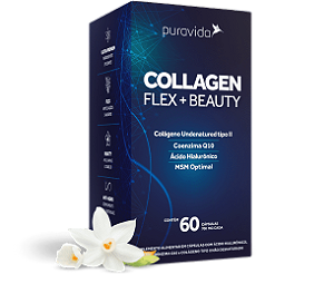 Collagen Flex Beauty Colágeno Tipo II Q10, MSM, ÁCIDO HIALURÔNICO - 60 Cápsulas  - Pura Vida