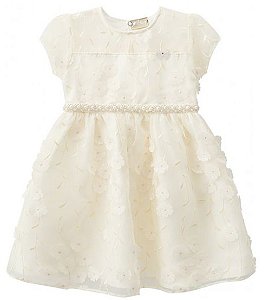 Vestido com aplicação de flores e pérolas - Milon