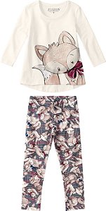 Conjunto de blusa e legging Raposinha off-white Floresta Encantada - Carinhoso