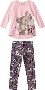 Conjunto de blusa e legging Raposinha rosa Floresta Encantada - Carinhoso